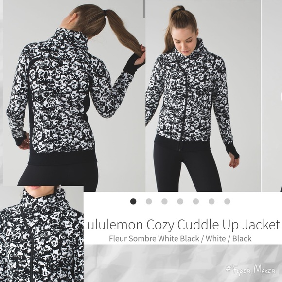 🌟HP🌟VEUC Lululemon Cozy Cuddle Up Jacket Fleur Sombre White & Black - size 8 - Picture 3 of 17